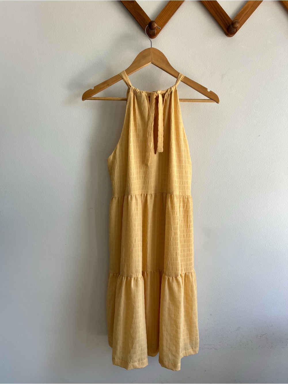 NWT A New Day Pale Yellow Tiered Halter Dress - Picture 6 of 6